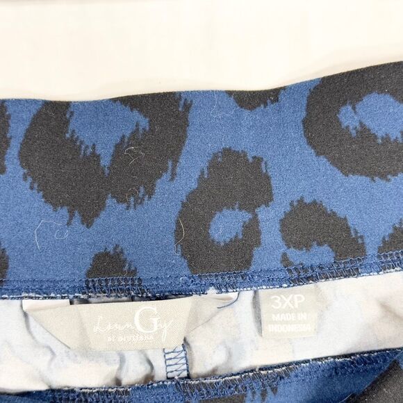 LaunGy by Giuliana Plus Size 3XP Pants Blue Black Leopard Print Knit Stretch 147 - Picture 7 of 7